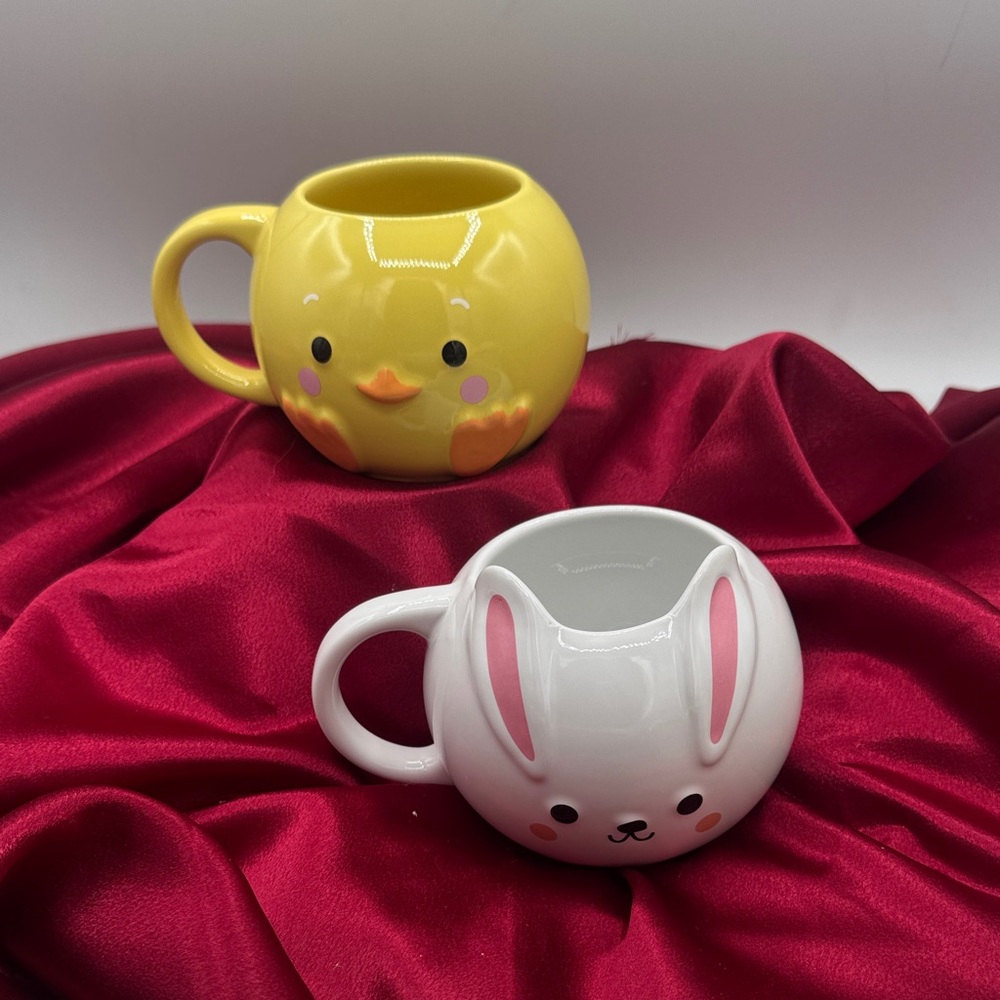 Cute Duck and Bunny Ceramic Mugs-Hallmark.